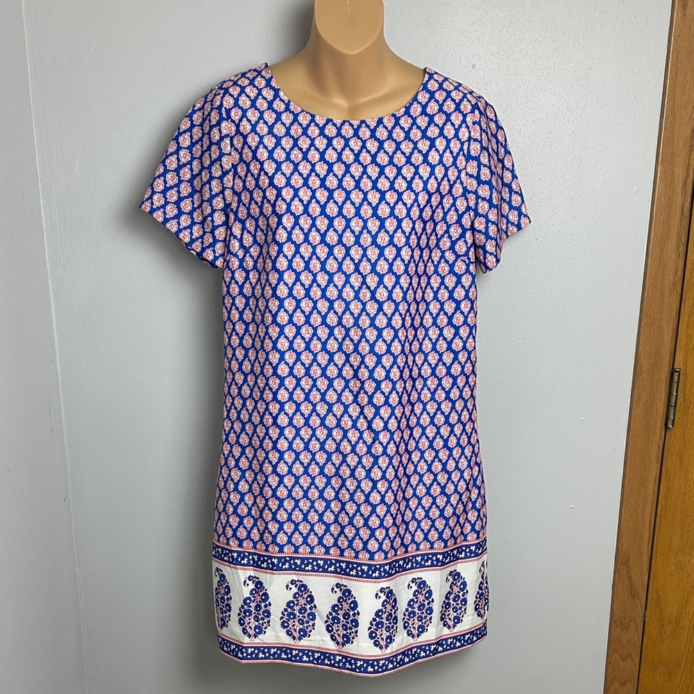 J. Crew Red and Blue Paisley Sheath Dress